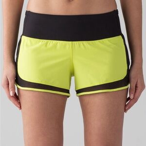 Lululemon Mind Over Miles Short in Neon Yellow/Black‎ Size 6